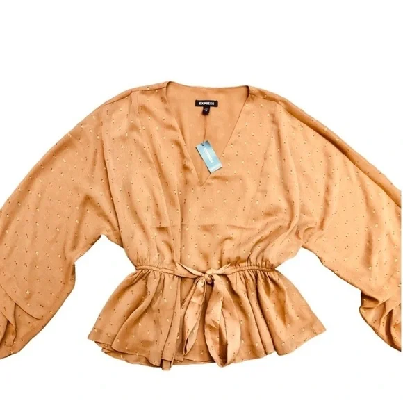 Clip-dot Tie Blouse NWT by Express - Picture 7 of 10